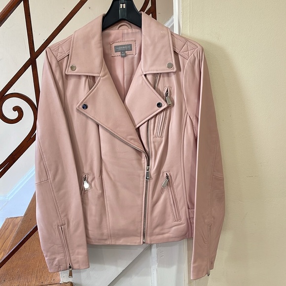 Neiman Marcus Jackets & Blazers - NEW Neiman Marcus Exclusive Pink Leather Moto Jacket Sz Large - New/Never Worn